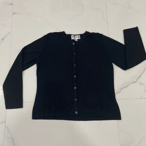 Kasper Button Down Cardigan Sweater Black Size 6